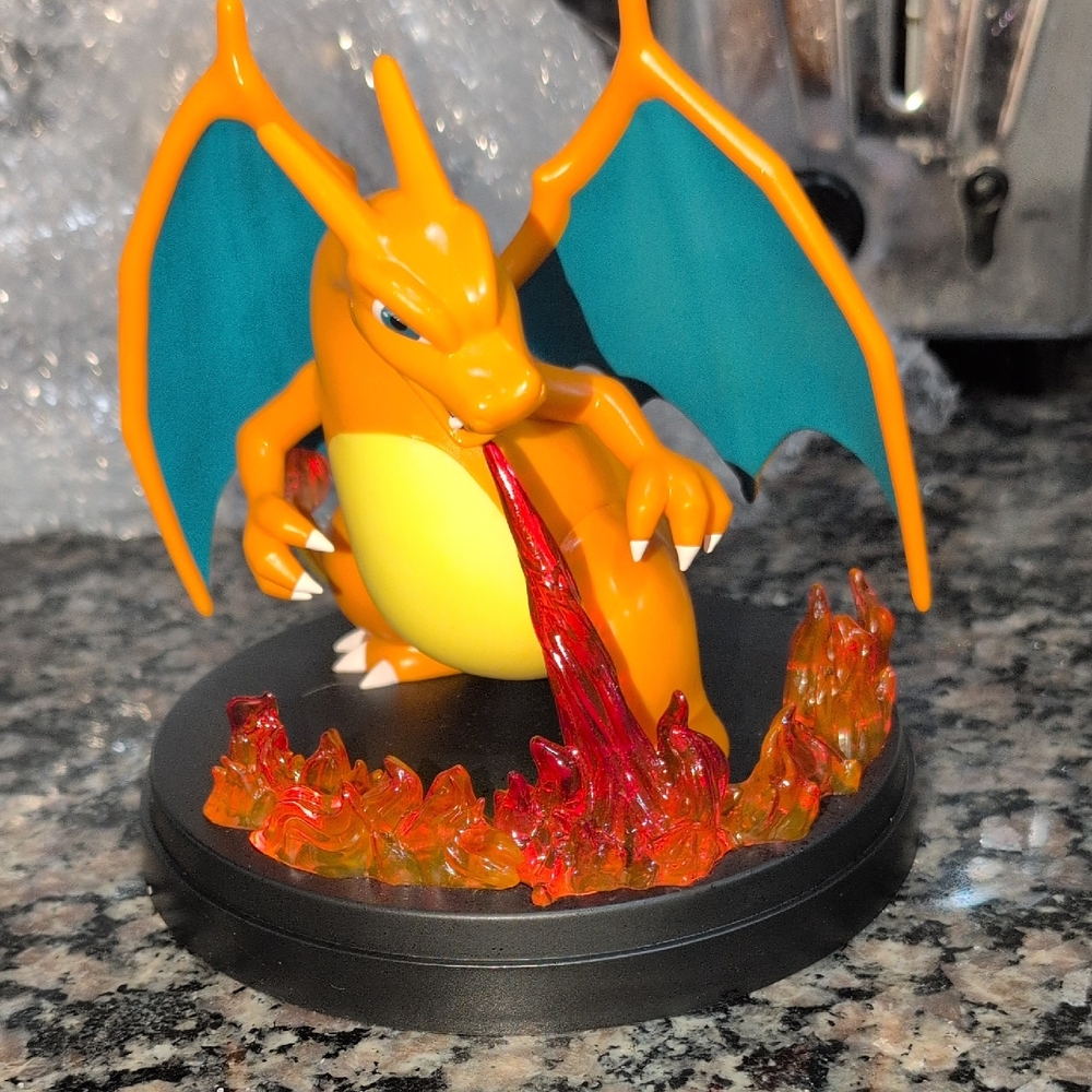 Pokemon Charizard Figure with Orange and Blue  Wings And Fire